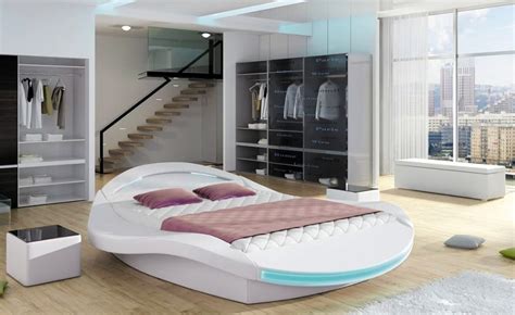 Unique Shaped Queen Platform Bed With Head & Foot LED Lights Maxi Pad ...