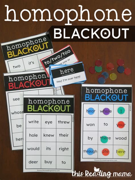 Homophone BLACKOUT Games - This Reading Mama