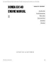 Honda gx140 engine manual