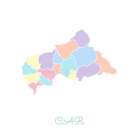 CAR Region Map: Colorful with White Outline. Stock Vector ...