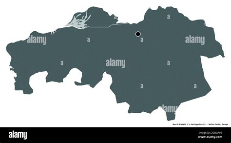 Shape of Noord-Brabant, province of Netherlands, with its capital ...