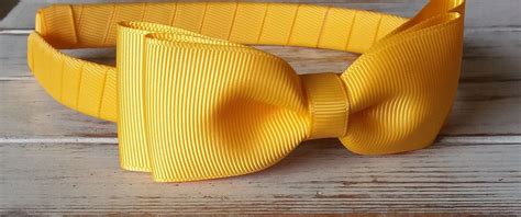 Yellow Bow Headband, Hard Headband, Tuxedo Yellow Hair Bow Headband, Big Girl Headbands, School ...