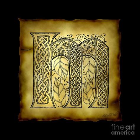 Celtic Letter M Monogram Art Print by Kristen Fox | Celtic art, Monogram art, Celtic