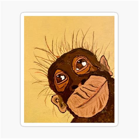 "Happy Chimp on Banana Yellow" Sticker for Sale by Portrayals | Redbubble