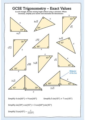 GCSE Trigonometry - Exact Values | Teaching Resources