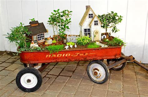 Little red wagon fairy garden! Fun farm scene miniature garden made ...