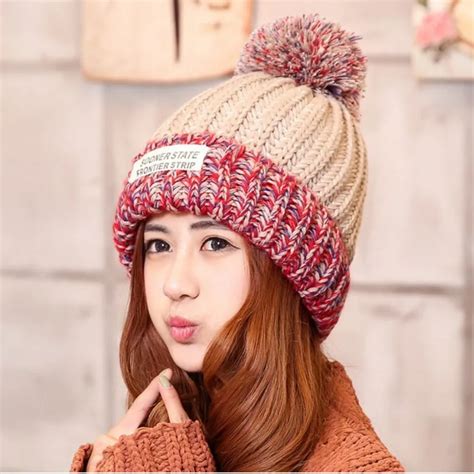 2016 Winter casual warm Knitted Cap for women Fashion Skullies ...