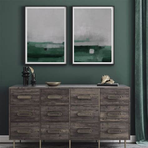 Green and Gray Set Abstract Art, Large Downloadable , Modern Abstract ...