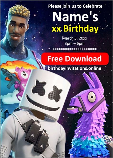 Fortnite Birthday Invitations Birthday Invitations