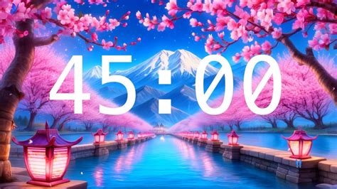 45 Minute Countdown Timer with Alarm | Cherry Blossoms and a River with ...