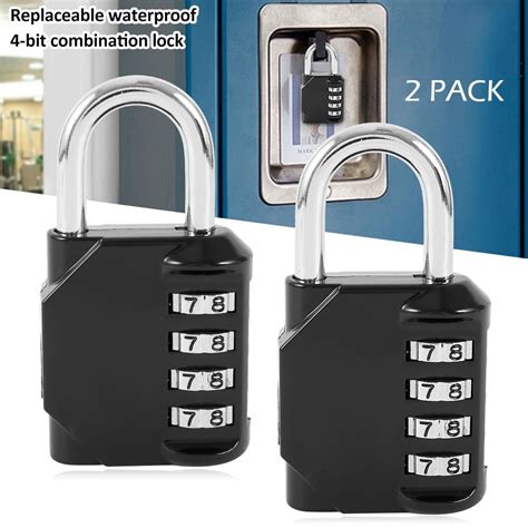 2 Pack Resettable Weatherproof Combo Lock 4-Digit Combination Padlock ...