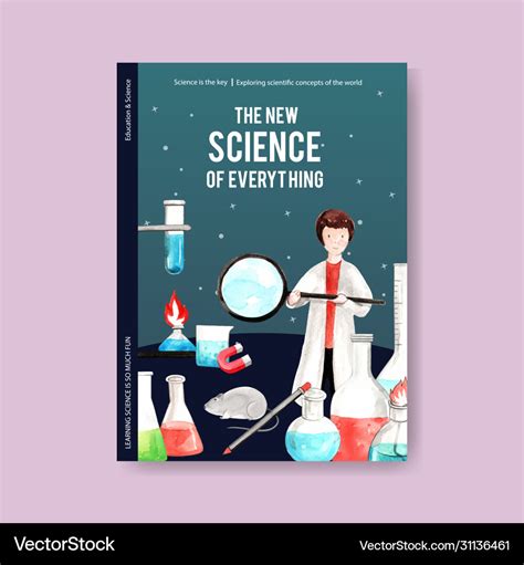 Science cover book design with laboratory Vector Image