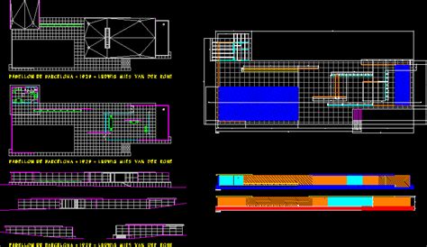 Barcelona Pavilion, By Mies Van Der Rohe, 1020 DWG Section for AutoCAD • Designs CAD