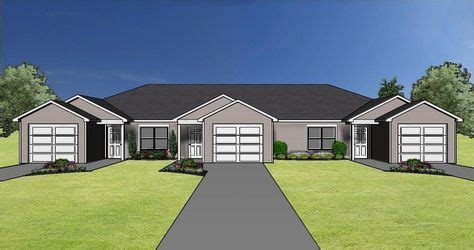 Triplex plan J0324-16T-2 | 2 bed, 2 bath + single car garage each | plansourceinc.com | Family ...