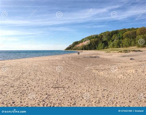 Beach at Frankfort, Michigan Stock Photo - Image of people, walking: 47542188