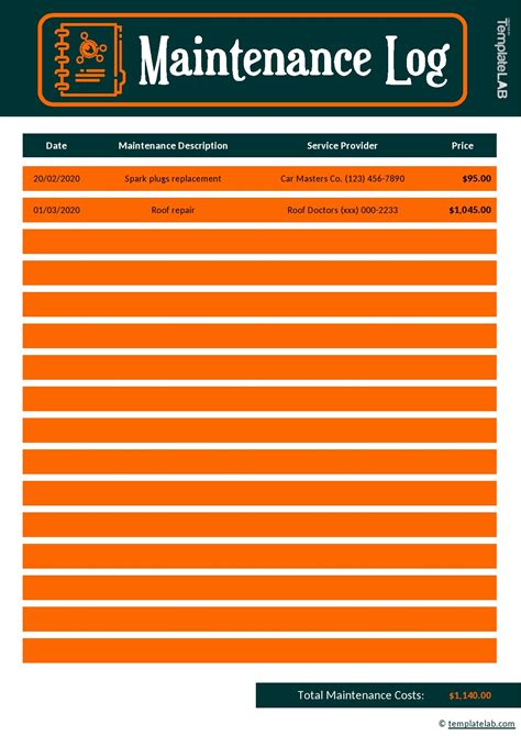 43 Printable Vehicle Maintenance Log Templates ᐅ TemplateLab