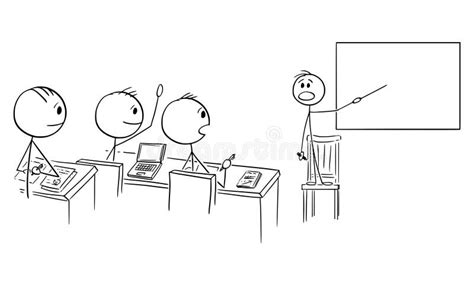 Genius Child Teacher Teaching Students , Vector Cartoon Stick Figure ...