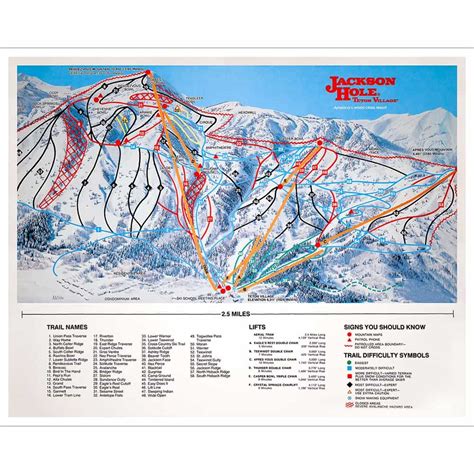 Jackson Hole WY, Ski Area Map Vintage Poster