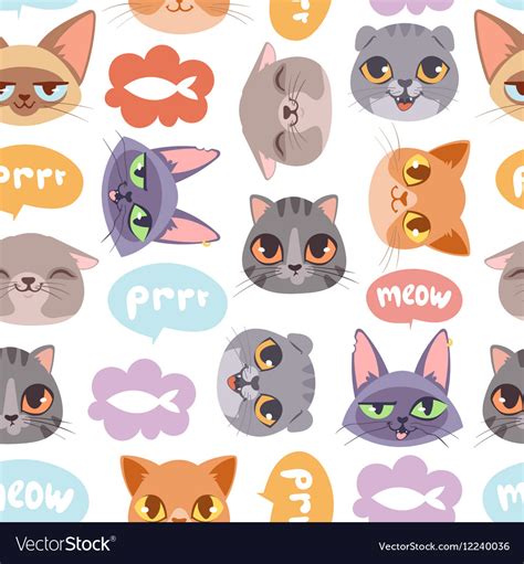 Cat head seamless pattern Royalty Free Vector Image