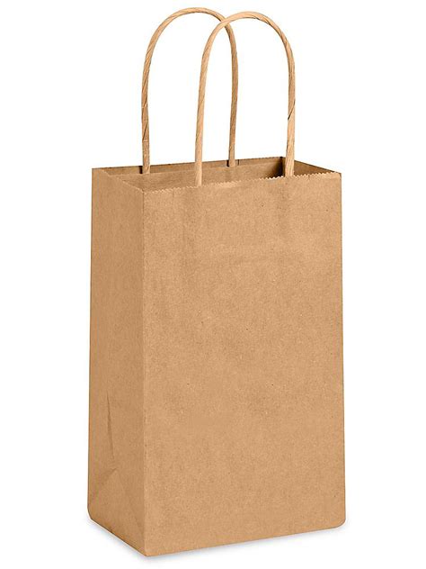 Kraft Paper Shopping Bags - 5 1/4 x 3 1/4 x 8 1/4", Rose S-7636 - Uline