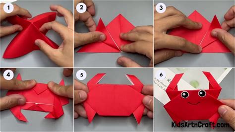 Origami Crab Making Easy Tutorial For Kids - Kids Art & Craft