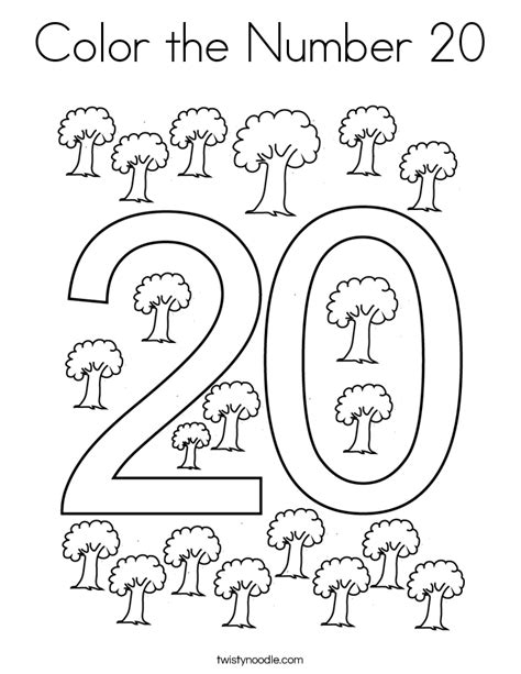 Color the Number 20 Coloring Page - Twisty Noodle