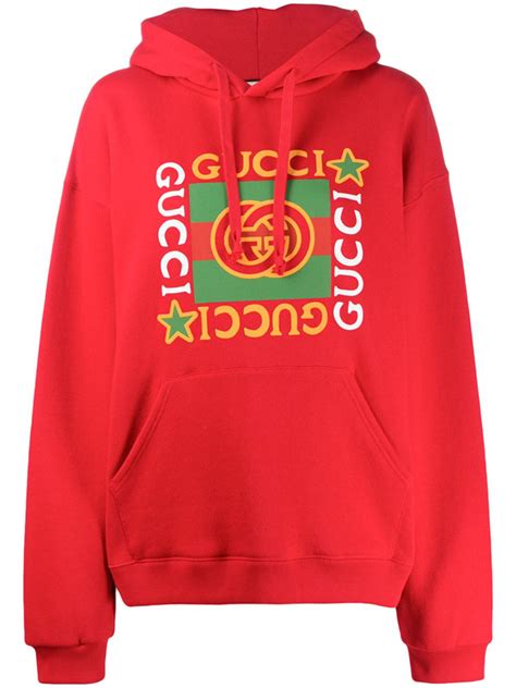 Gucci Hoodie With Logo Star Print In Red | ModeSens