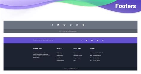 Angular Footer - Bootstrap 4 & Material Design. Examples & tutorial - Material Design for Bootstrap