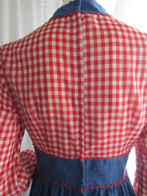 1960's Ladies Red/White CHECKERED & Blue DRESS by Vic… - Gem