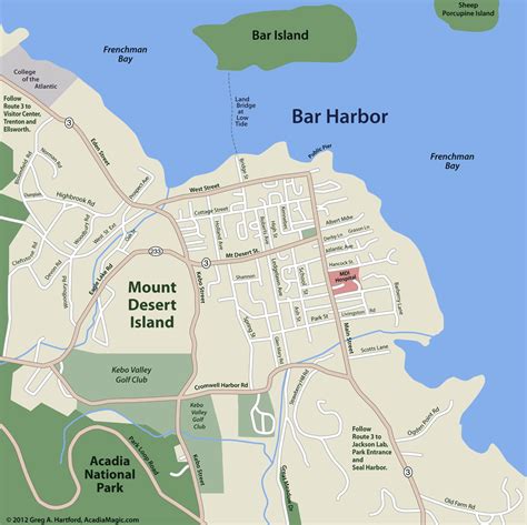 Bar Harbor Street Map - Acadia Maine