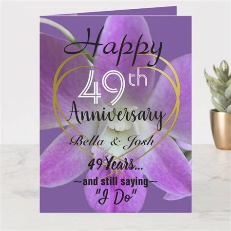 Orchid Flower 49th Wedding Anniversary Card | Zazzle | 49th wedding ...