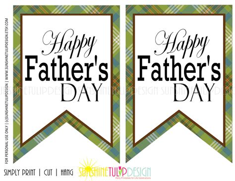 Printable Happy Father's Day Banner, Printable Plaid Fathers Day Party - Sunshinetulipdesign