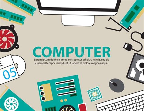 Desk Computer Hardware ,vector Background Stock Vector - Image: 57160382