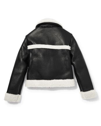 Tween Girls Long Sleeve Faux Leather Bomber Jacket | The Children's Place - BLACK