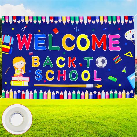 Buy Welcome Back School Banner - 77"x44" Extra Large Fabric The First ...