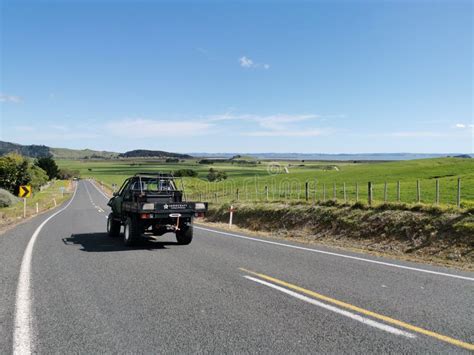 View of Black Pickup Truck Driving Away on Rural Road Editorial ...