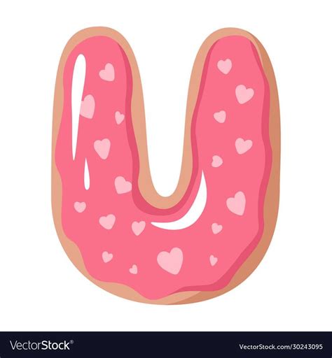 Cute cartoon donut letter on the white background. Yummy, tasty and ...