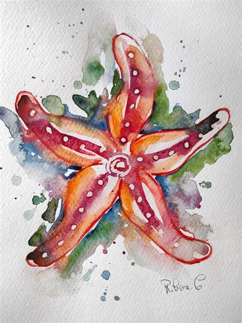 Watercolor Starfish Colorful Watercolor Painting, Starfish Decor, Wall ...