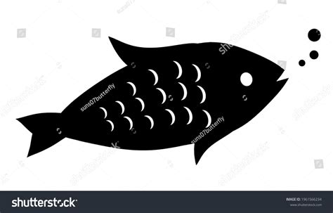 Black Silhouette Fish On White Background Stock Vector (Royalty Free) 1961566234 | Shutterstock