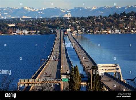 I-90 Bridge, Seattle, Mercer Island, Bellevue, Washington State Stock ...