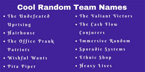 750 Cool Random Team Names Ideas and Suggestions