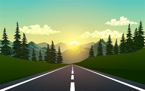 Empty road in the forest | Premium Vector