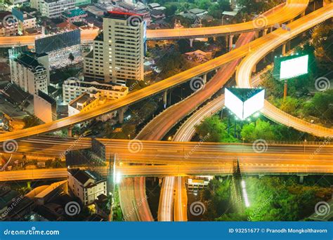 Night Aerial View Overpass Highway Intersection Stock Image - Image of apartment, financial ...