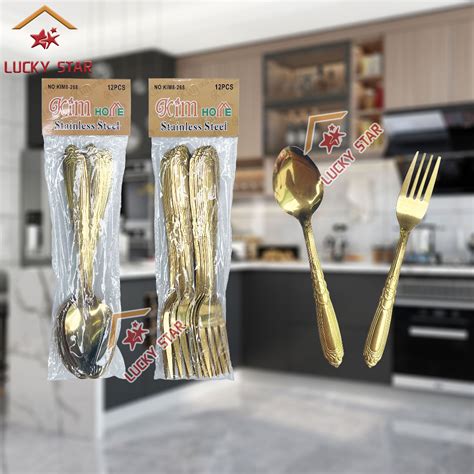 Golden Spoon And Fork Stainless Steel / Kutsara/Tinidor /Gold Spoon ...