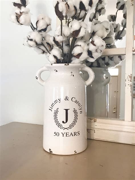 Personalized Vase Custom Ceramic Vase Anniversary Gift - Etsy | Farmhouse style decorating ...