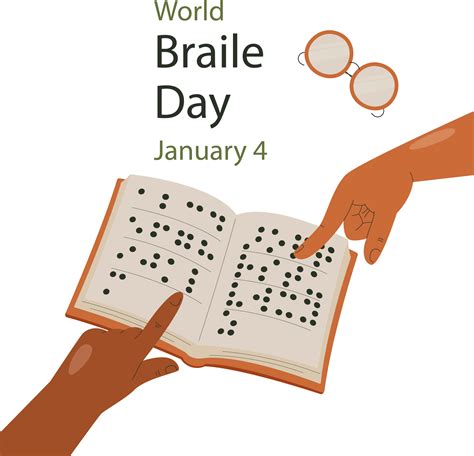 two hands holding an open book with the words world braille day written on it