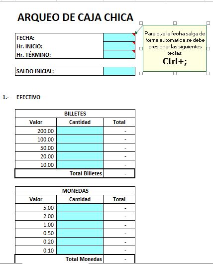 Descargar Excel para arqueo de caja chica y registro histórico ...