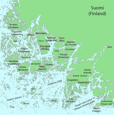 Map of the Archipelago Sea east of Åland Island, Finland | Inselgruppe, Finnland, Küste