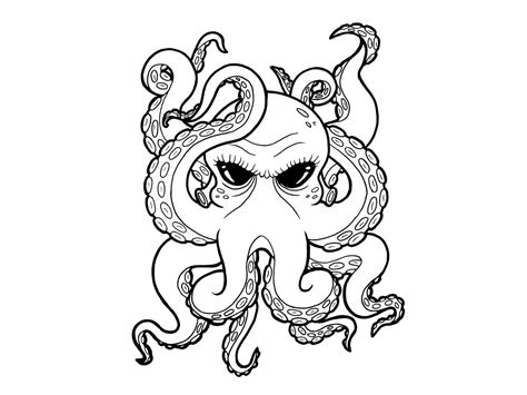 Cartoon Black Eyes Octopus Tattoo - Tattoo Design Ideas