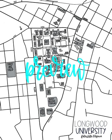 Longwood University Campus Map - Etsy